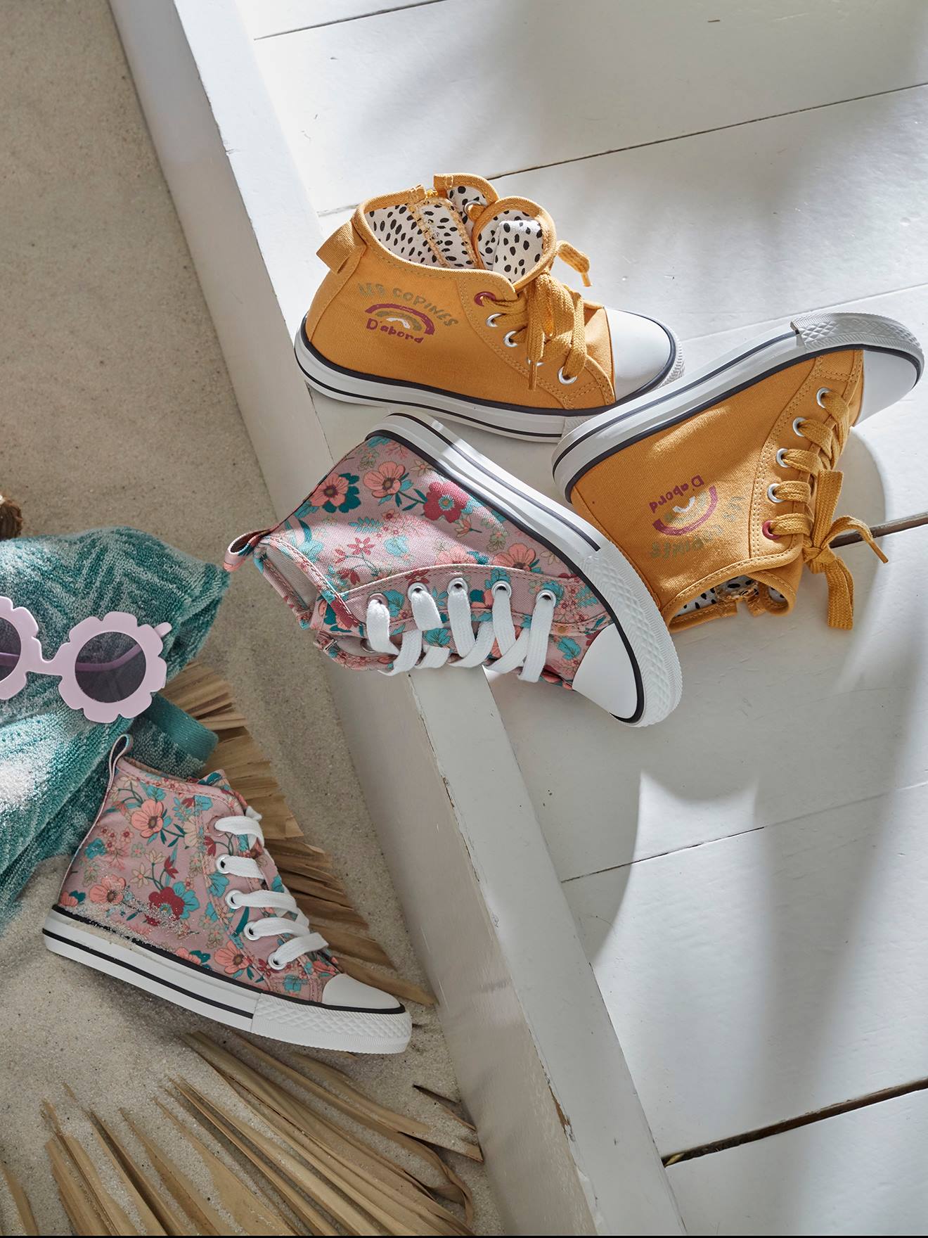 Vertbaudet Mädchen Stoff-Sneakers - mehrfarbig geblümt