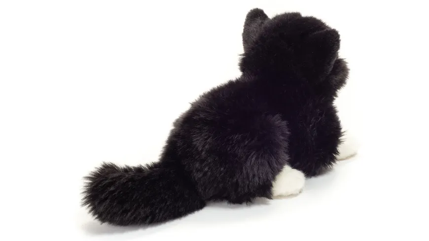 Teddy-Hermann - Katze liegend schwarz/weiß, 20 cm