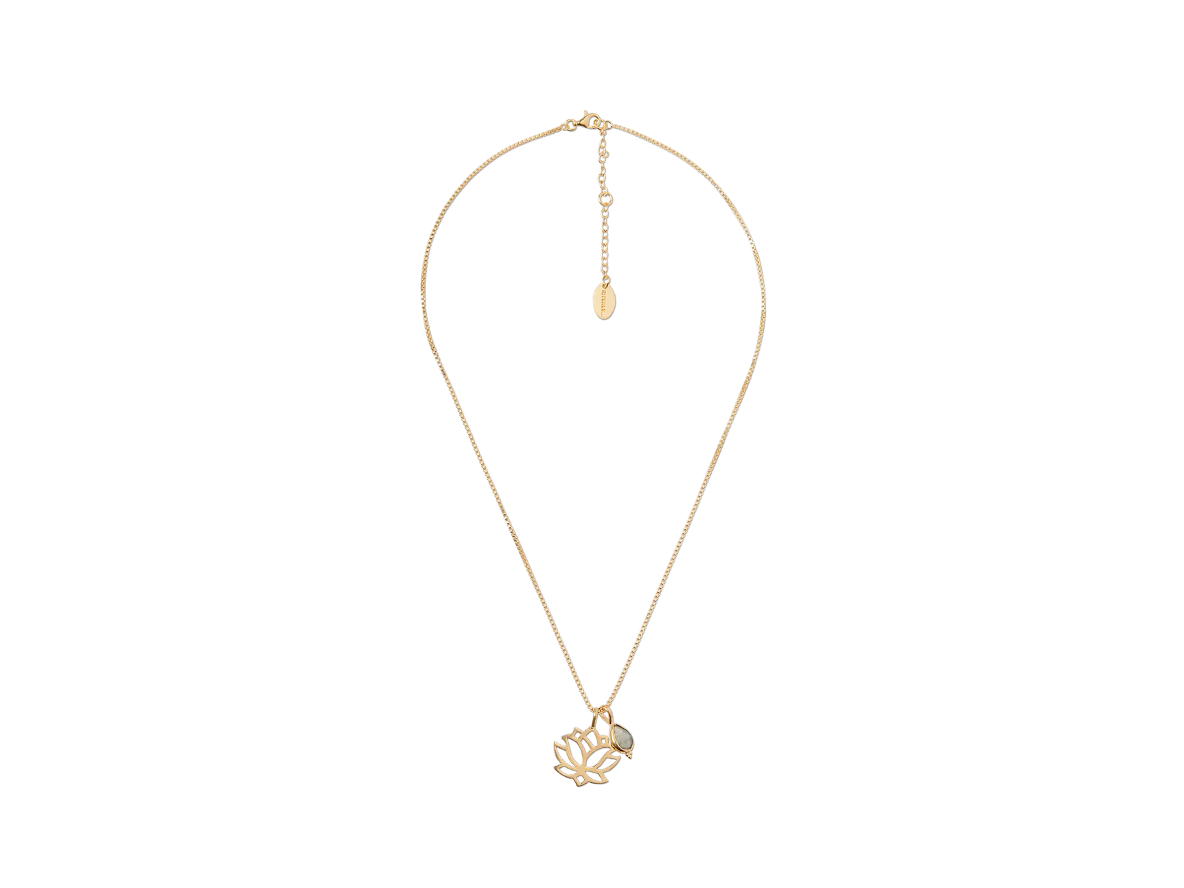Collier pendentif en labradorite plaqué or