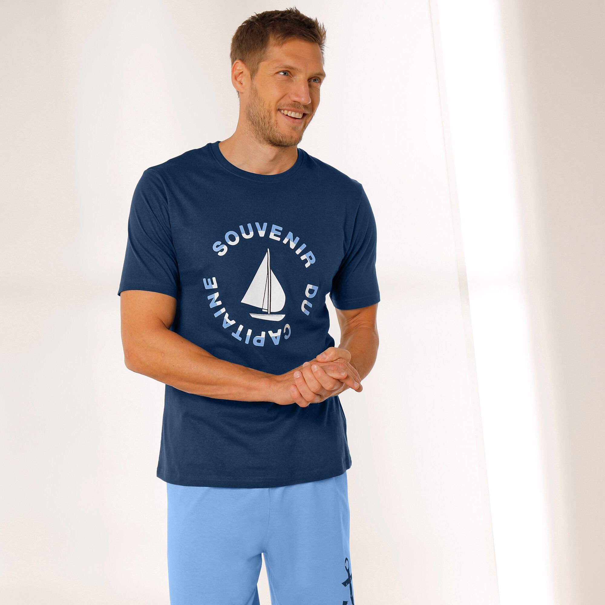 T-shirt de pyjama manches courtes motif bateau