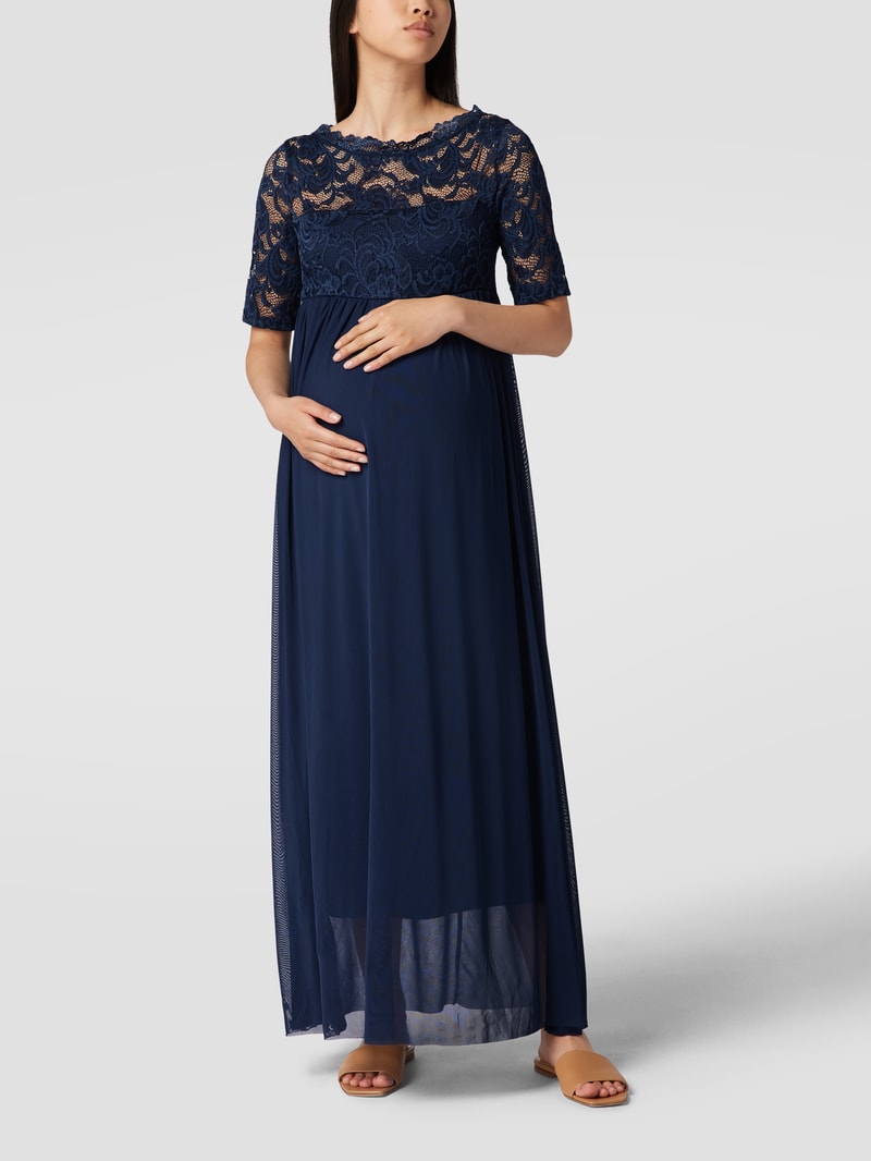 Umstands-Maxikleid mit floraler Spitze in marineblau