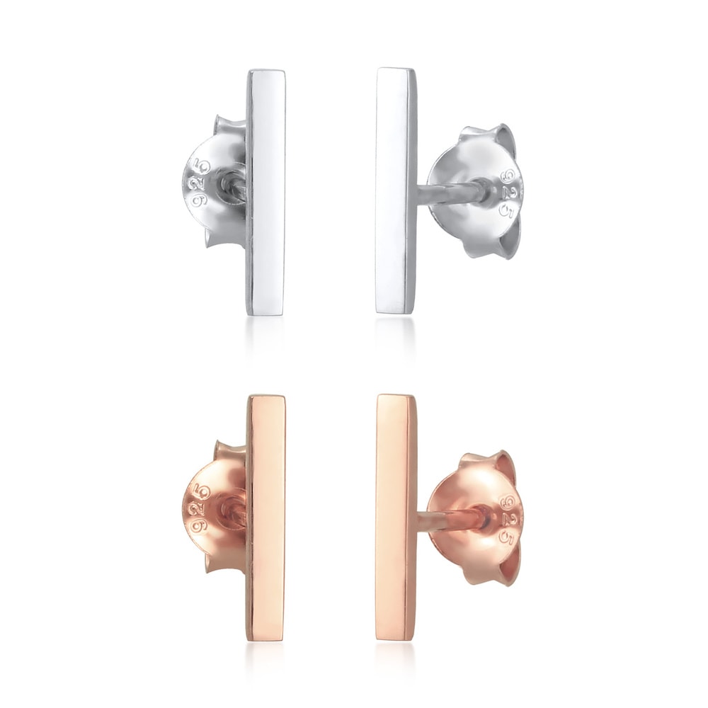 Elli Elli Boucles d'Oreilles Set Géo Basic Minimal Clous d'Oreille Femme - (925/1000)  Boucles d'oreilles
