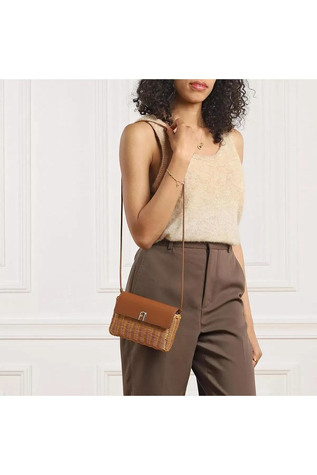 FURLA  Diamante Mini Crossbody Cognac H