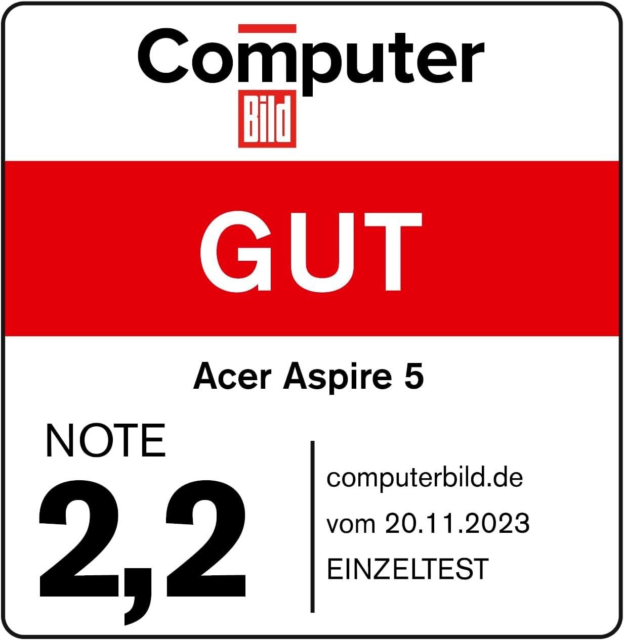 Acer Aspire 5 (A515-57-53QH) TechnikTipp Notebook (Intel Core i5, Core i5-12450H, 512 GB SSD, WQHD Display 16 GB RAM Intel UHD Grafik Windows 11 QWERTZ Tastatur)