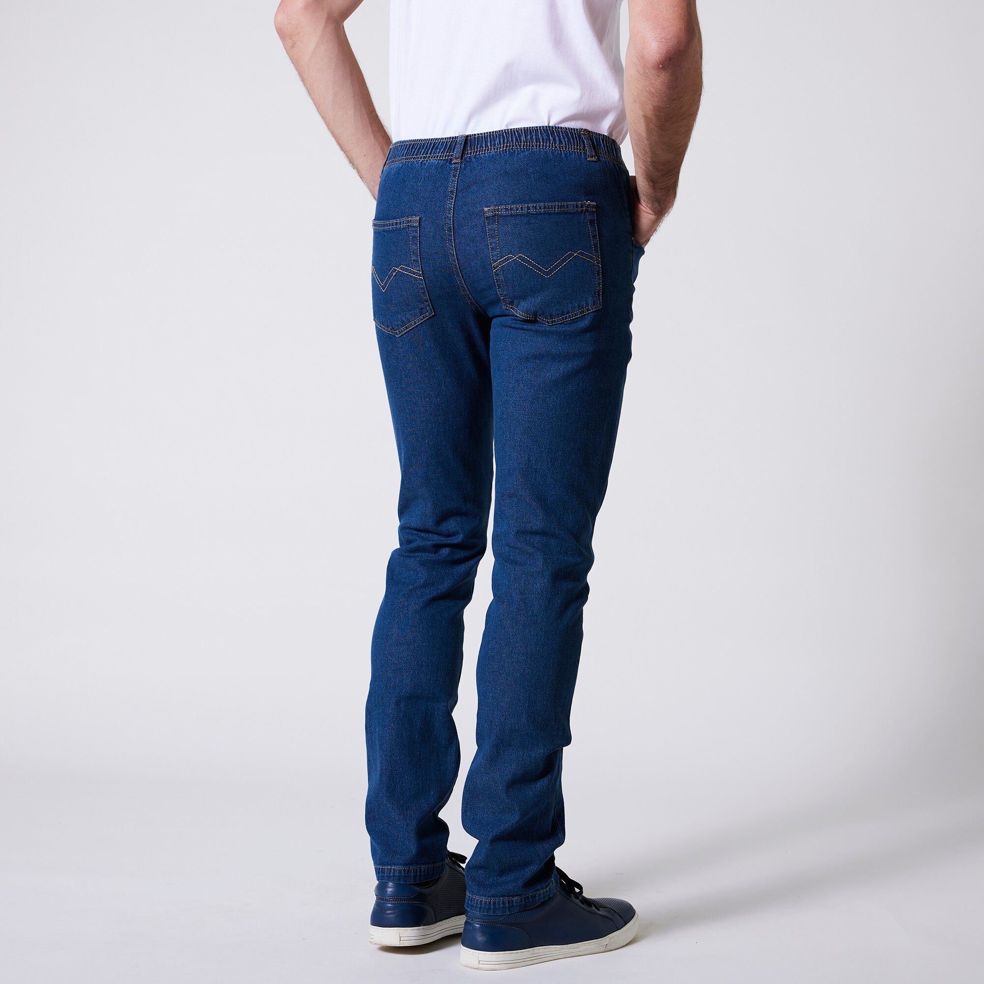 Jean droit taille élastiquée