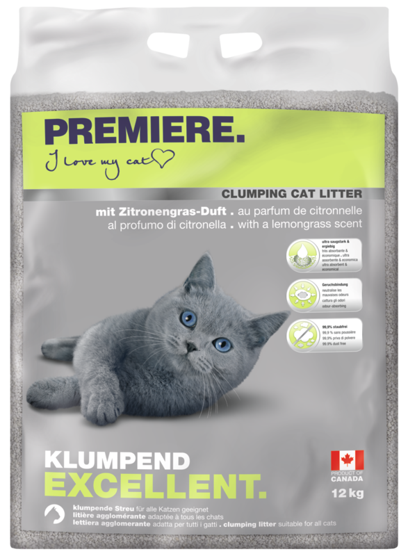 PREMIERE Katzenstreu PREMIERE Excellent Klumpstreu, Zitronengras-Duft 12 kg