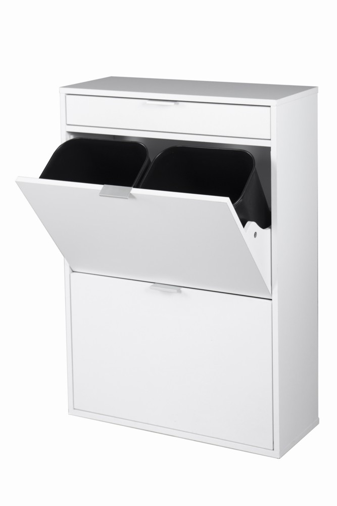 Happy Home Happy Home Mülleimerschrank mit Schublade & 4 Abfalleimer weiß