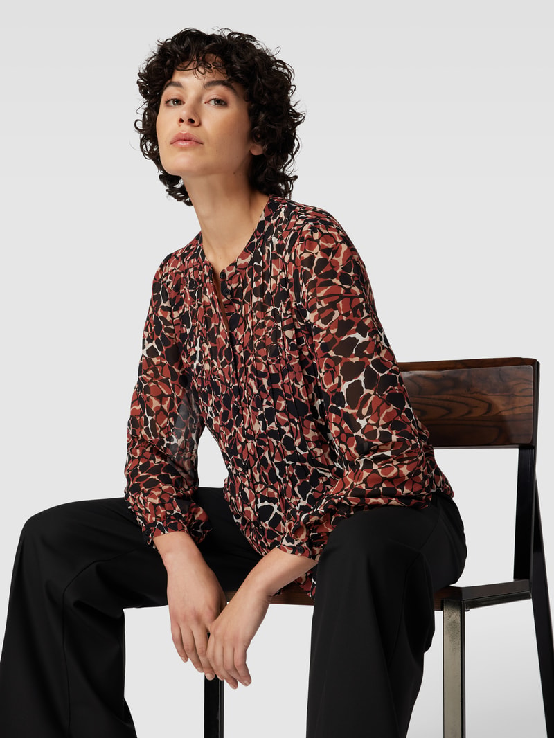 Blusenshirt mit Allover-Muster in mittelbraun