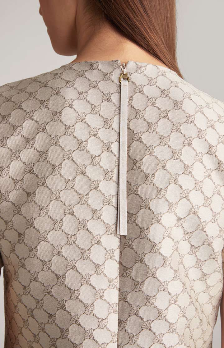 Jacquard-Kleid in Beige gemustert