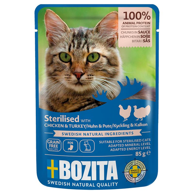 Sparpaket Bozita Häppchen in Soße Sterilised 24 x 85 g | bitiba %