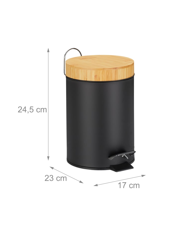 relaxdays Badmülleimer in Schwarz - 3 l günstig kaufen onesize