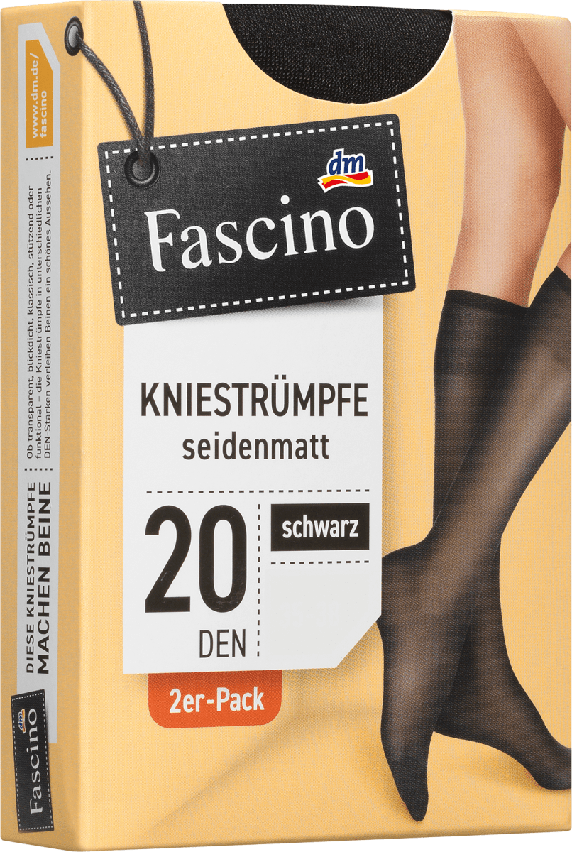 Kniestrümpfe seidenmatt schwarz  Gr. 35-38, 20 DEN, 2 St