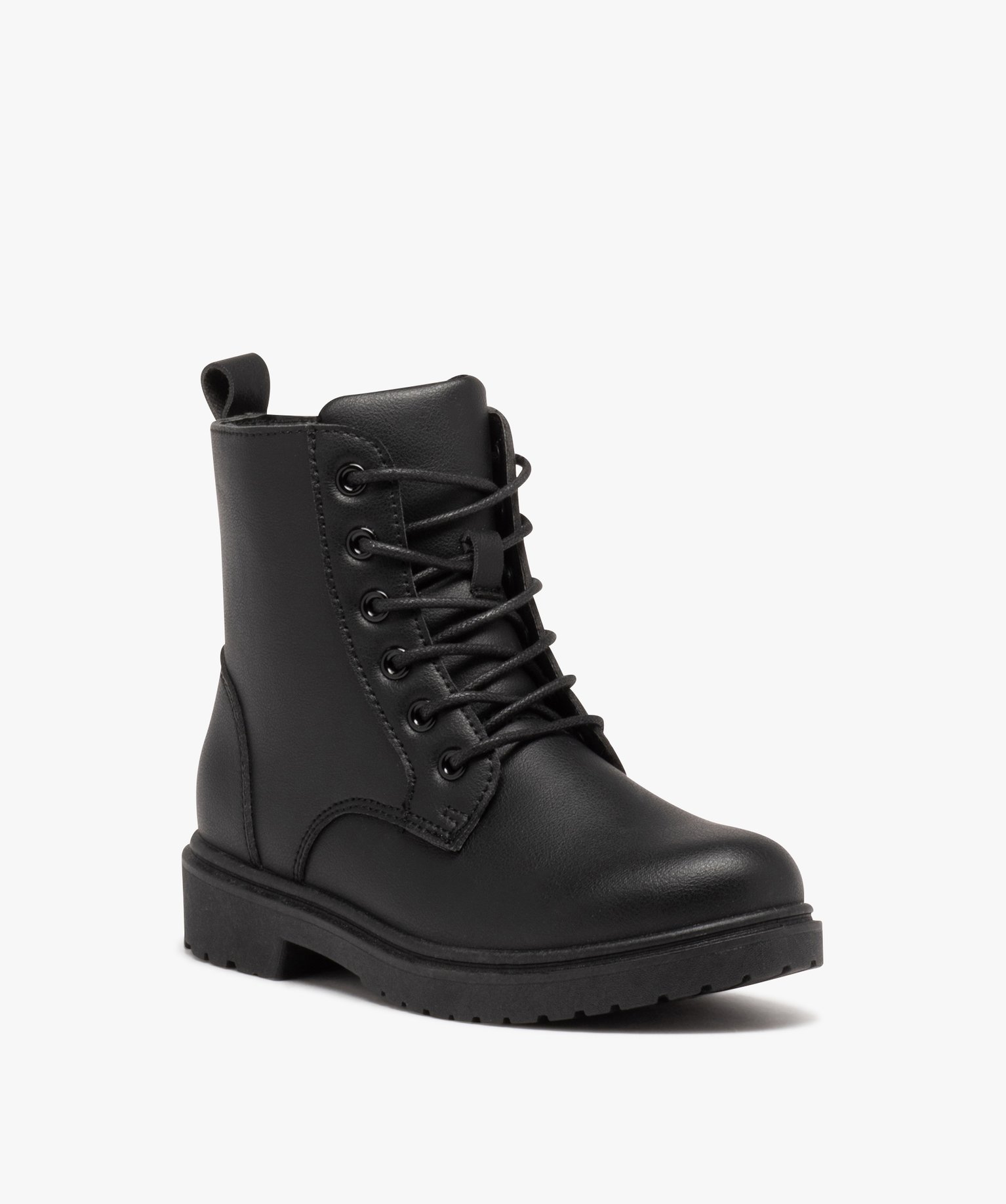 Boots à lacets et semelle crantée fille noir | GEMO