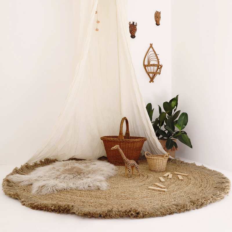 Tapis jute avec franges 140cm TERRA