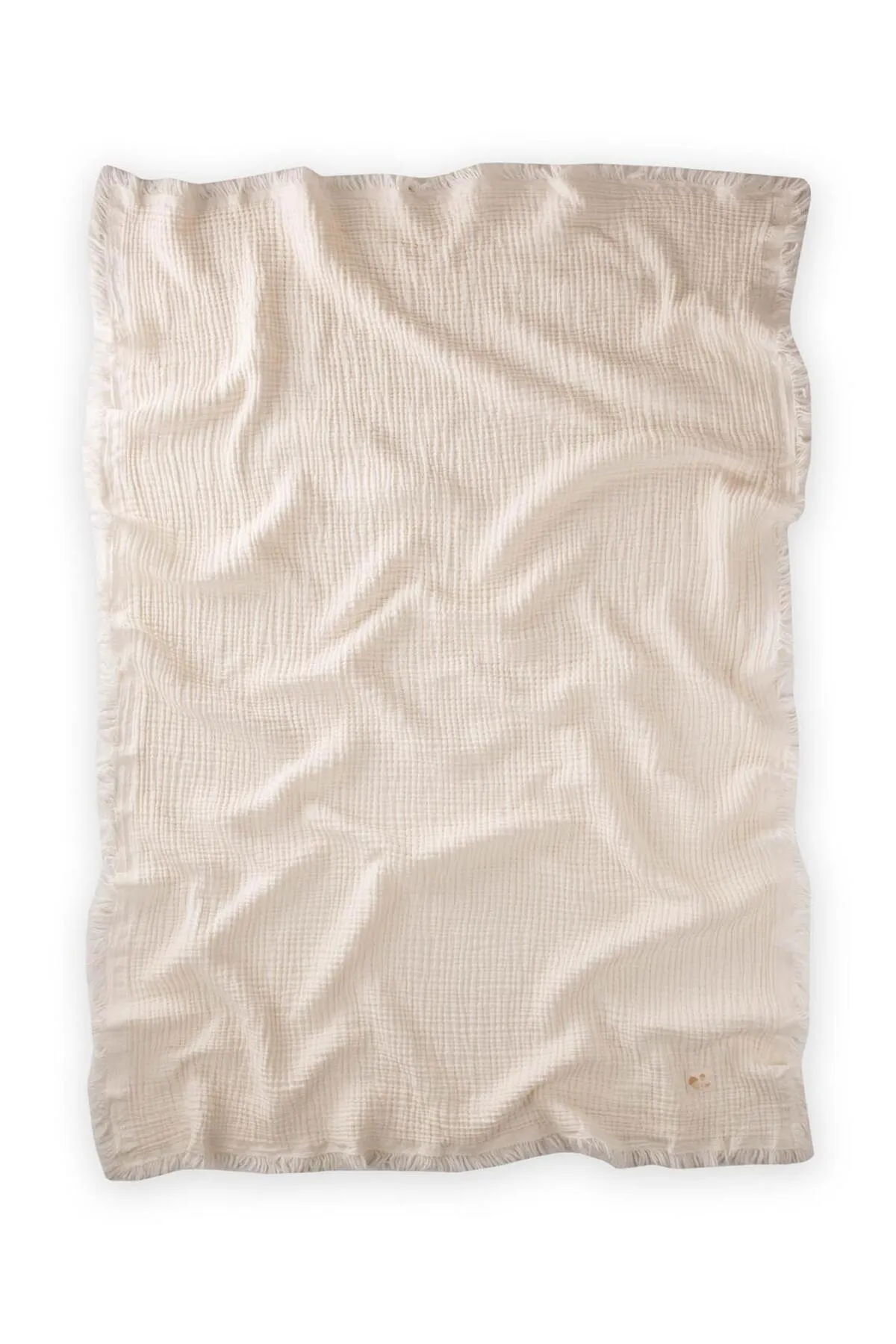 Cigit  Vierlagige Musselindecke mit Quasten 80x120 cm Natur