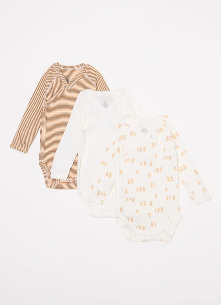 Petit Bateau Romper med trykk i 3-pakning