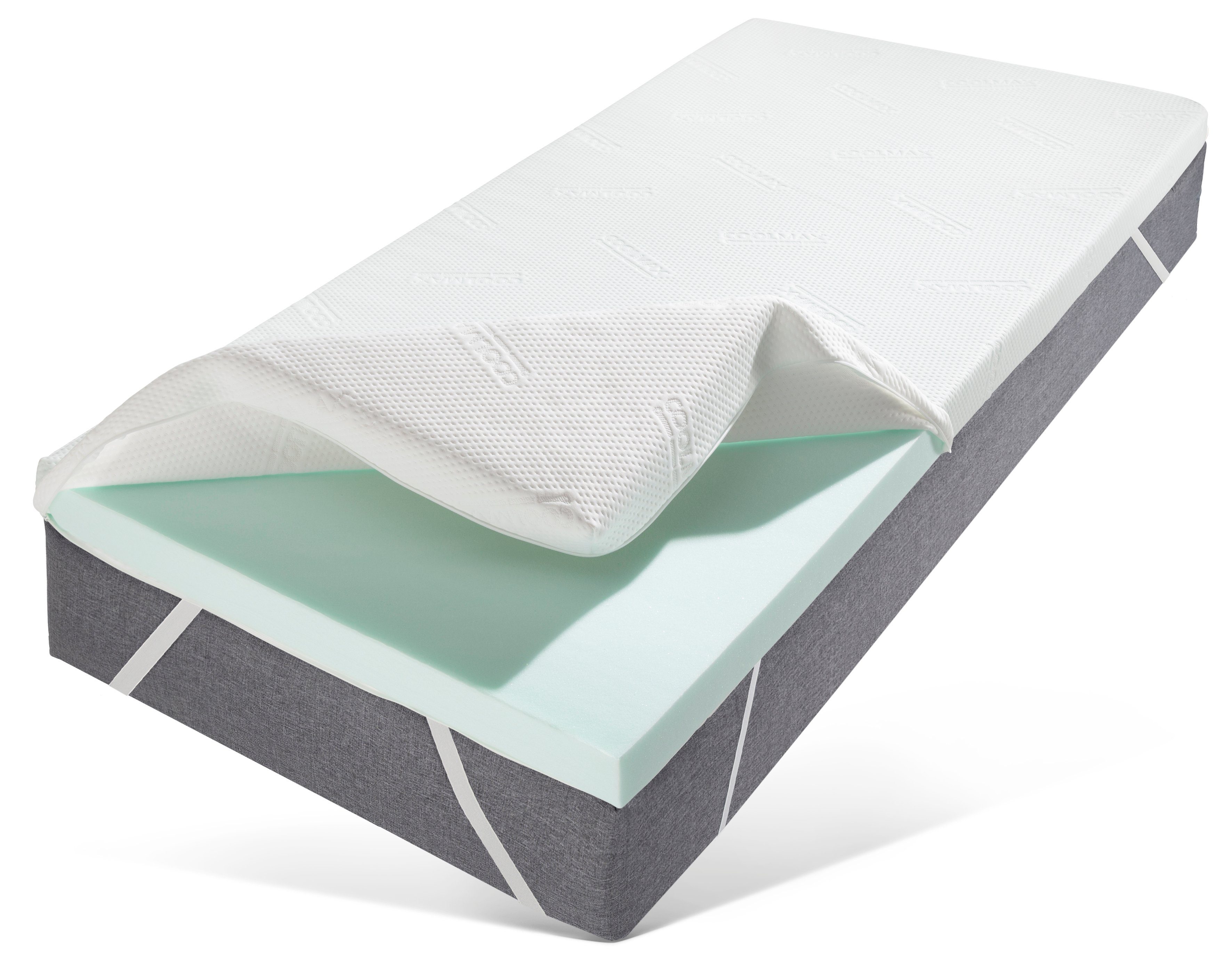 Topper Belize, Topper in 2 Härtegraden, 90x200,140x200 cm und weitere Größen, Älgdröm, 9 cm hoch, Kaltschaum, Kaltschaumtopper mit temperaturregulierendem Coolmax Bezug