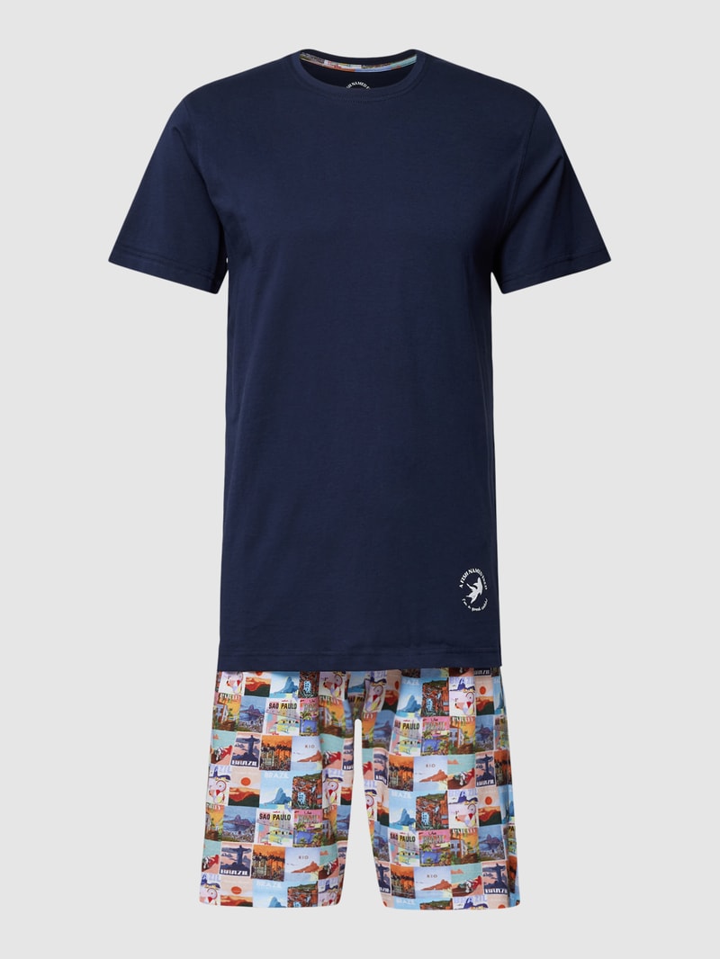 Pyjama mit Label-Print in beige