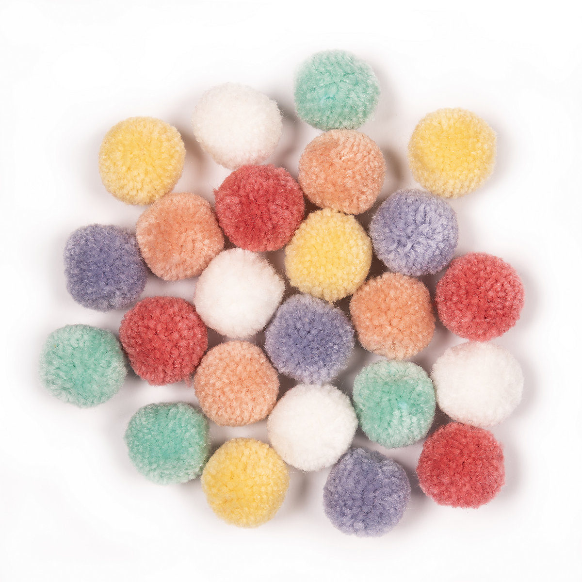 Woll-Pompons Pastellfarben, 24 Stück