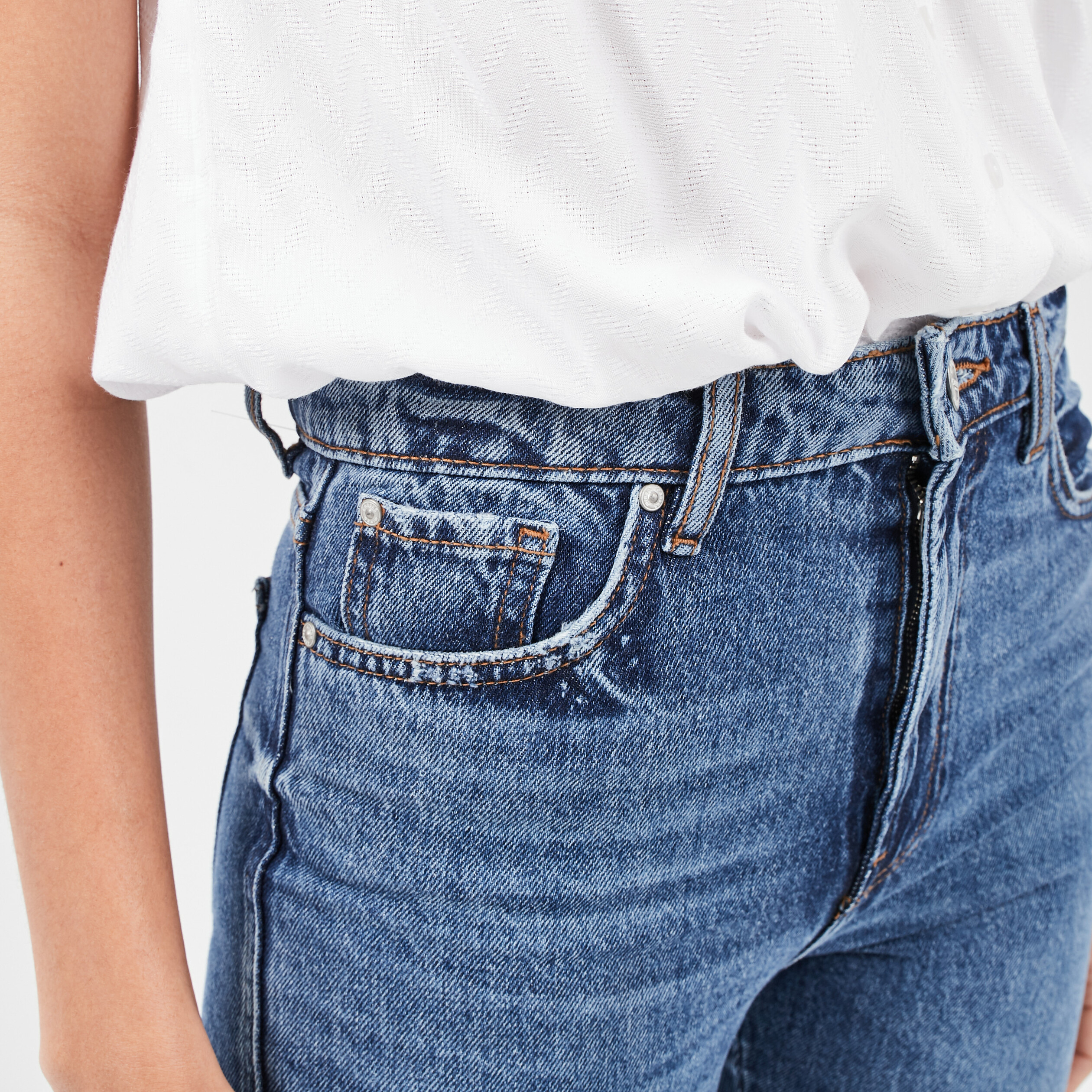 Jeans mom large denim double stone femme | La Halle