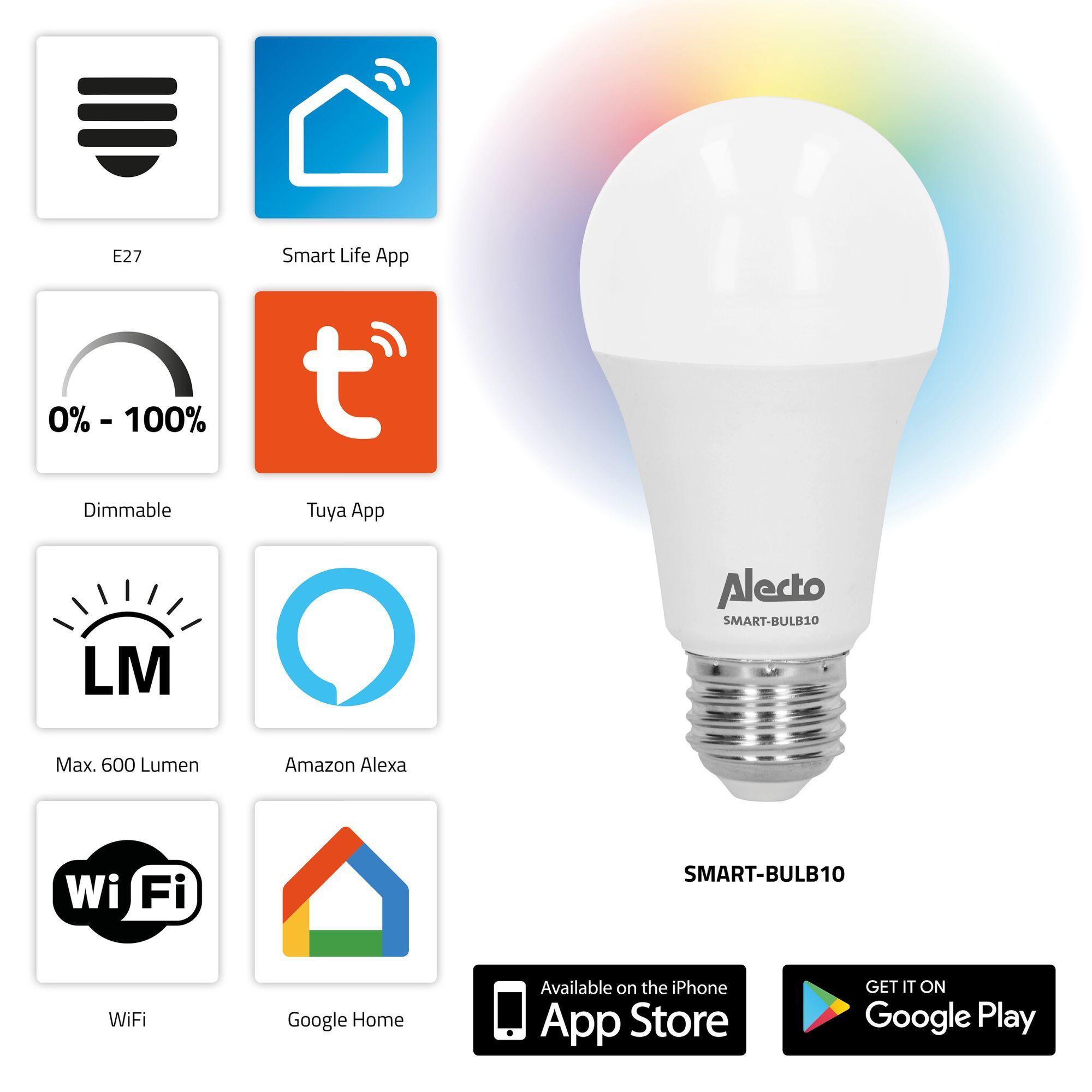 Alecto SMART-BULB10 TRIPLE Smarte WLAN-Lampe