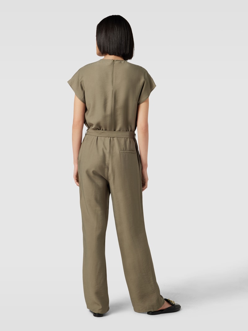 Jumpsuit mit V-Ausschnitt in olivgrün