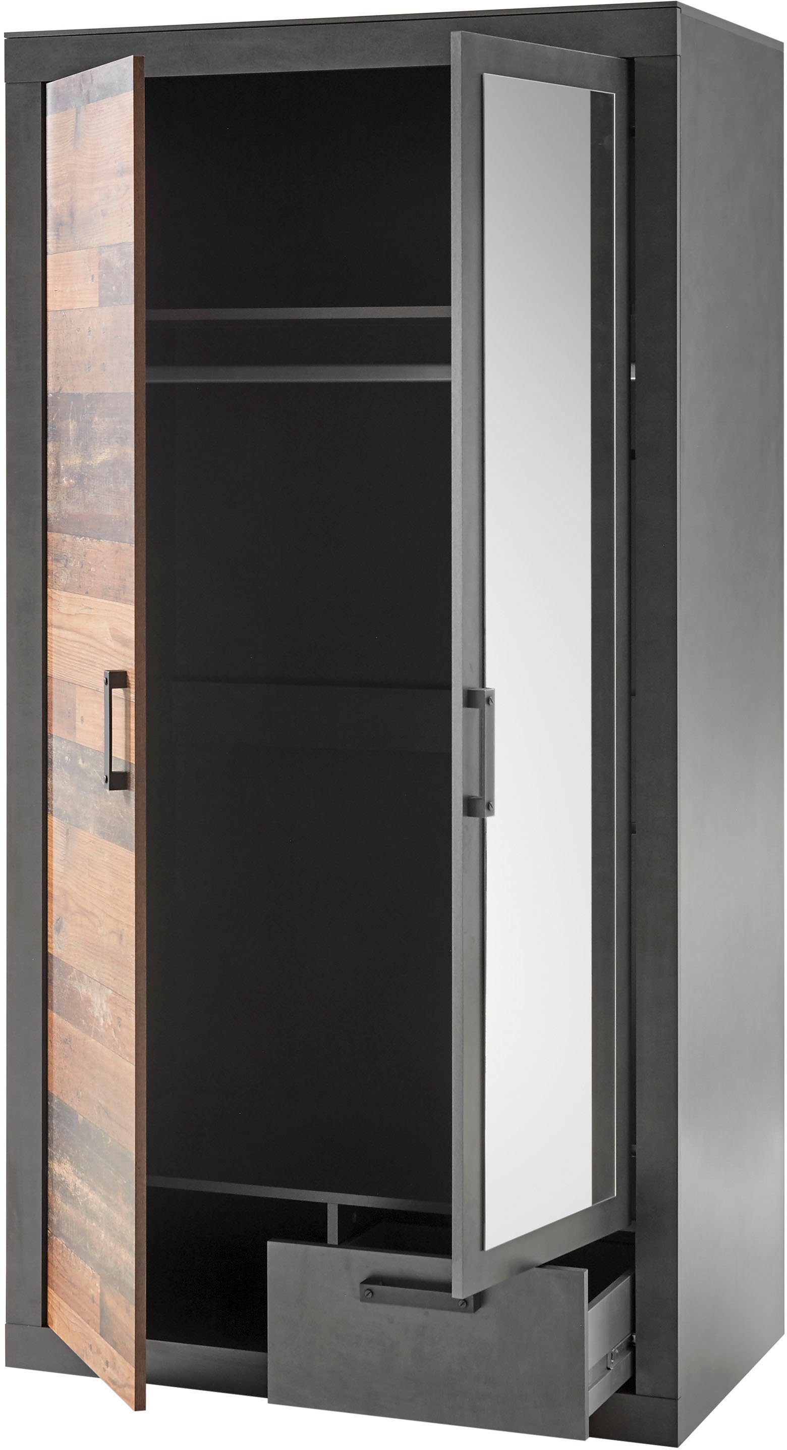 Home affaire Schlafzimmer-Set BROOKLYN, (Set, 4-St., mit Holzkopfteil, Nachtkommode, Kleiderschrank 2 trg., Kommode), in dekorativer Rahmenoptik