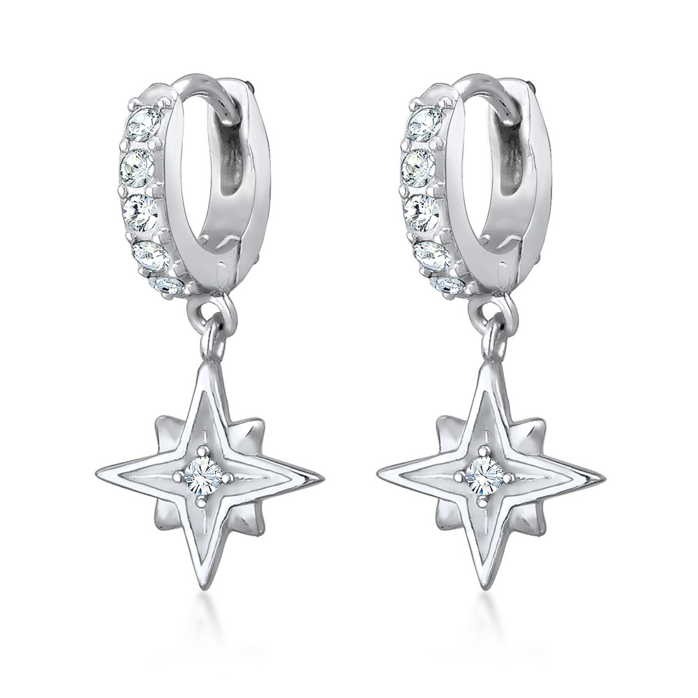Elli Elli Boucles d'Oreilles Astre Pendre Boucles d'Oreille Femme - (925/1000) Argent  Boucles d'oreilles