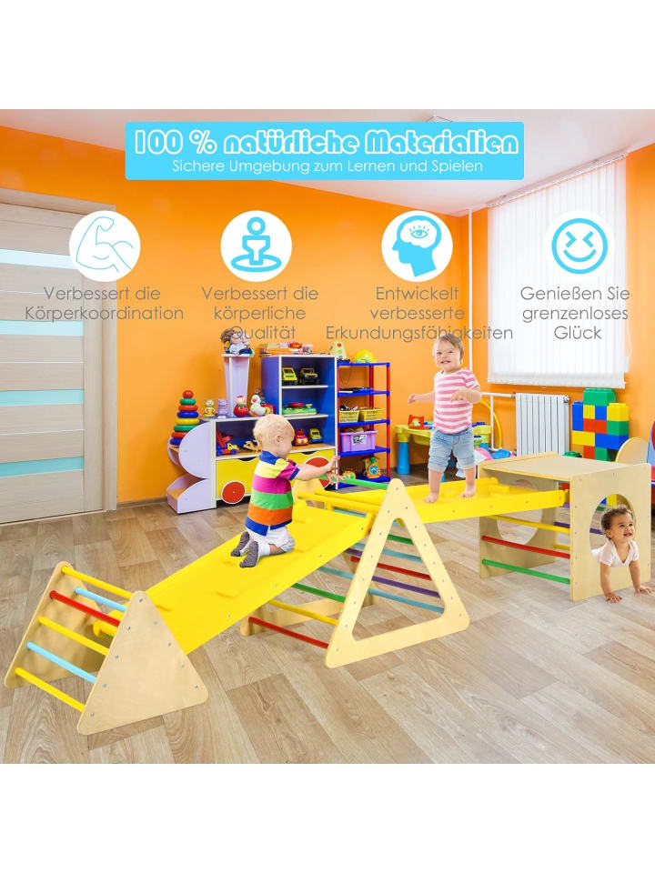 COSTWAY 5 in 1 Kletterdreieck ab 1 Jahr in Gelb günstig kaufen 70 cm