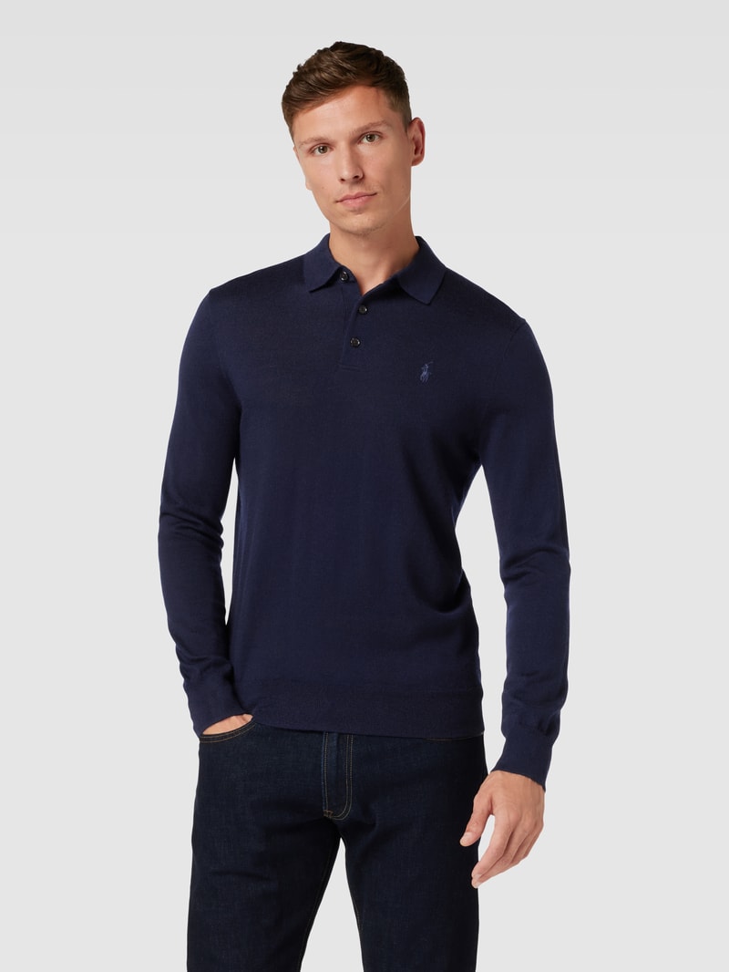 Strickpullover mit Label-Stitching in marineblau