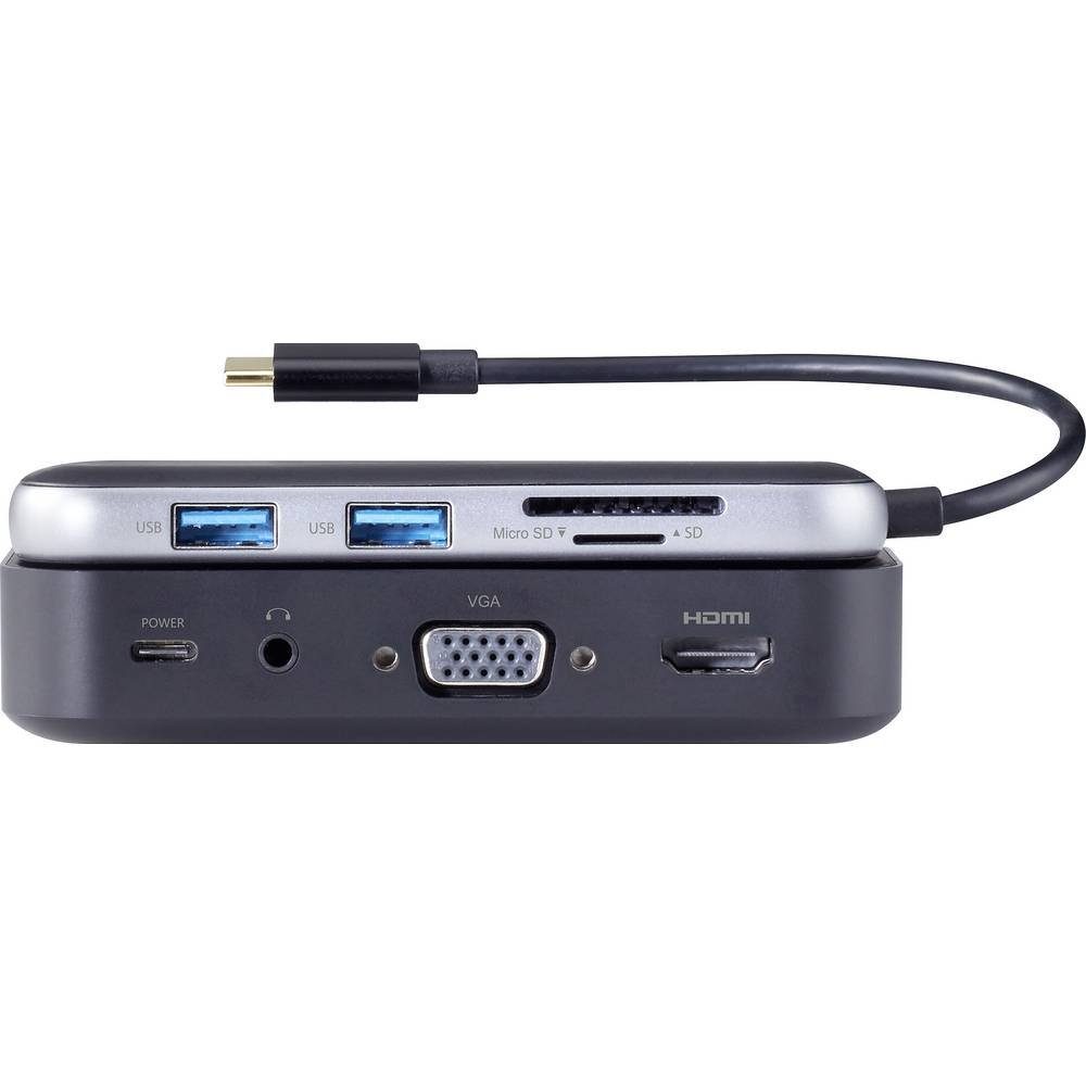 Renkforce Laptop-Dockingstation USB-C Hub zur drahtlosen Bildübertragung, drahtlose Bildübertragung, integrierter Kartenleser