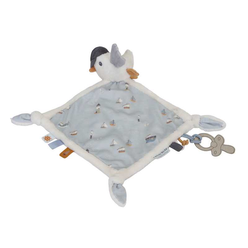 Doudou carré mouette attache tétine Little Dutch