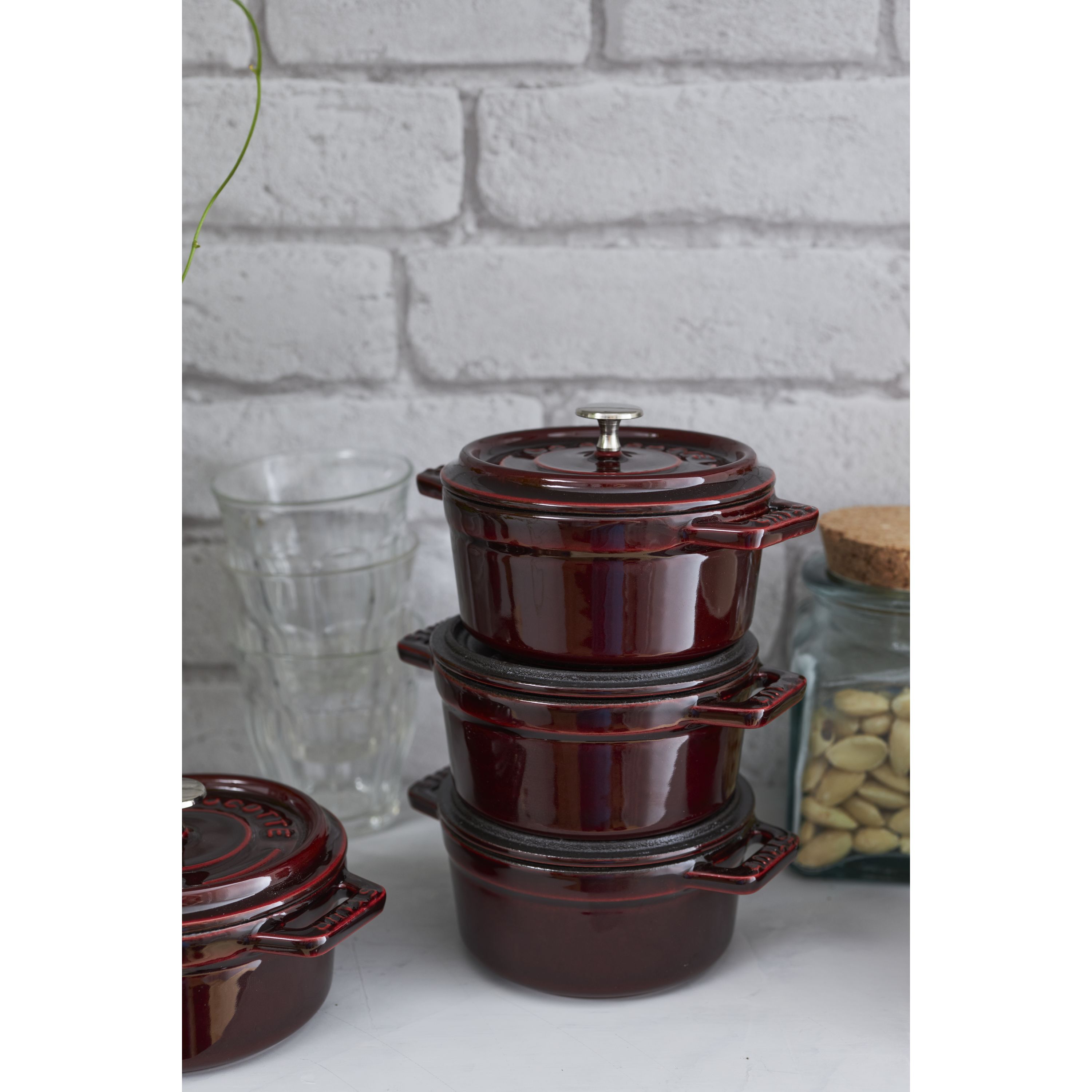 Mini Cocotte 10 cm, rund, Grenadine-Rot, Gusseisen