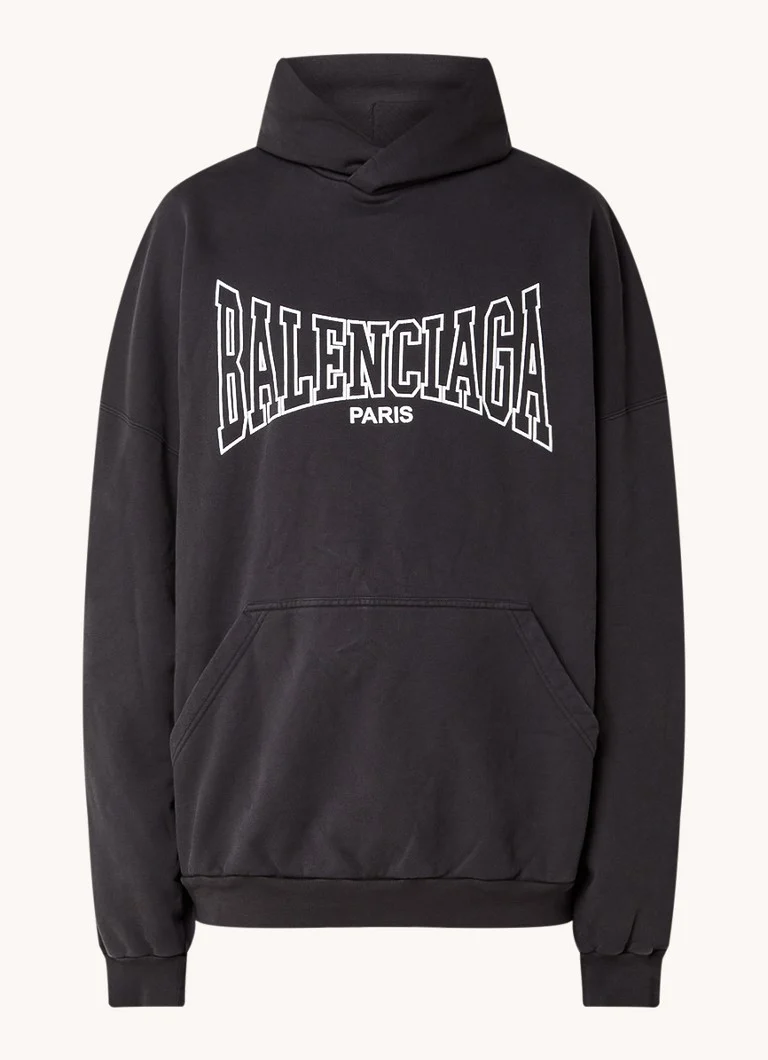 Balenciaga prevelika dukserica s klokanovim džepom i printom logotipa