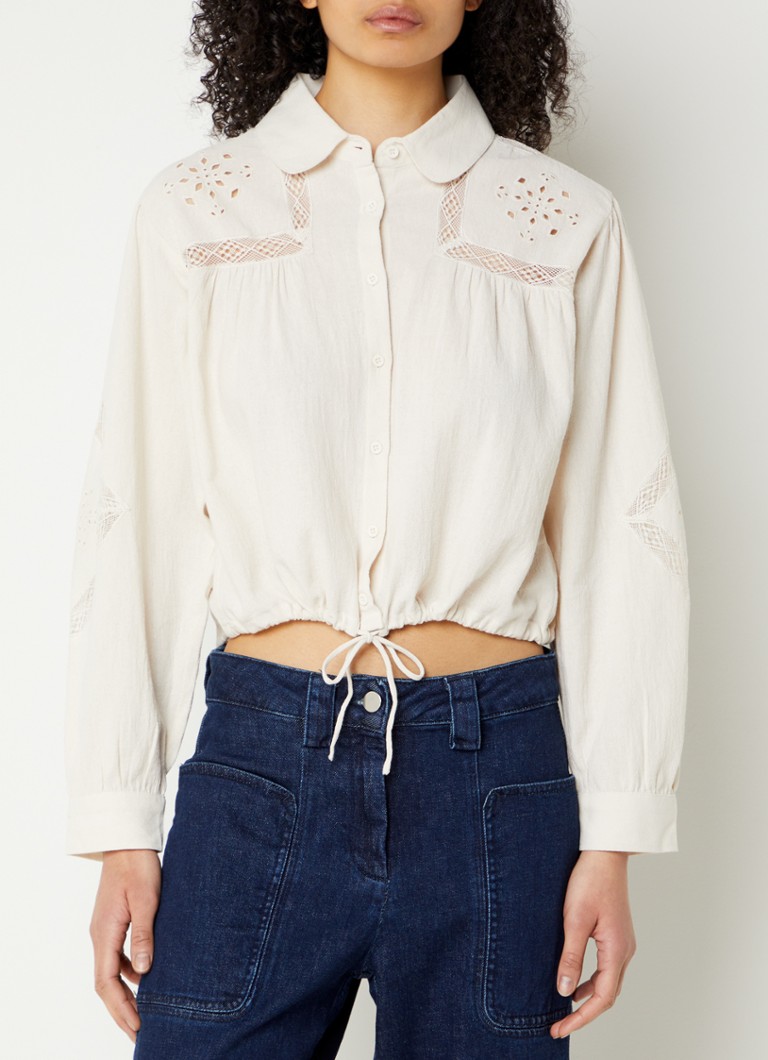 ba&sh Emily cropped blouse with openwork design