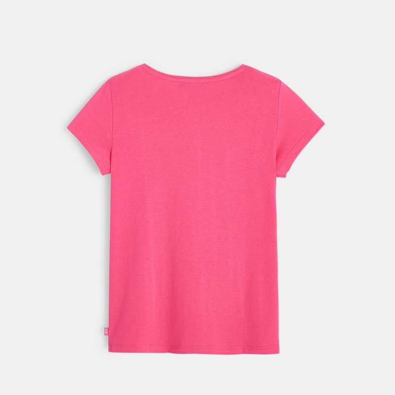 T-shirt manches courtes uni rose fille