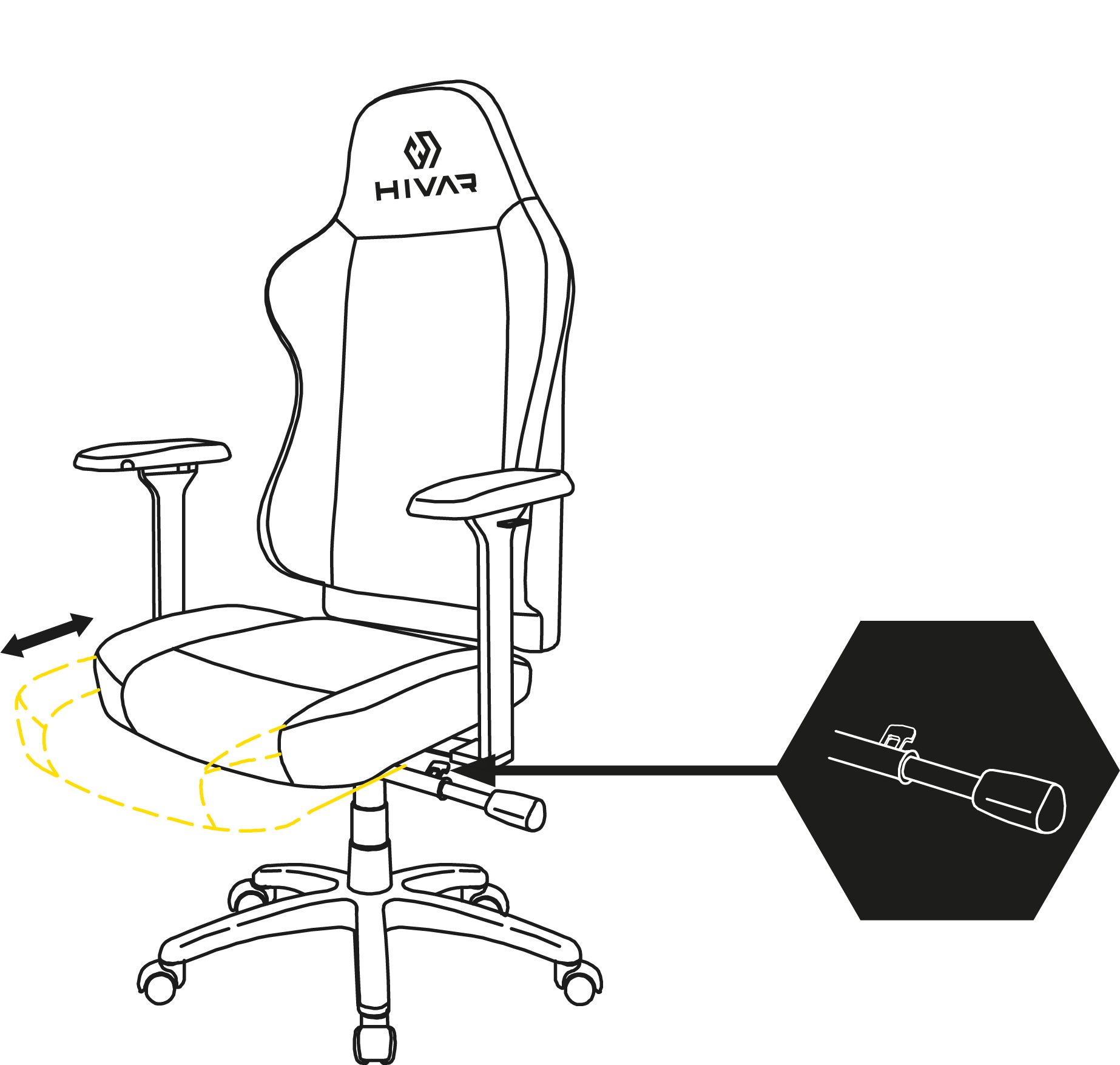 HIVAR Gaming-Stuhl ORBICAL SMOKE, Sitztiefenverstellung, höhenverstellbare Rückenlehne, Lordosenstütze, 4D Armlehnen, Wippwiderstand, Synchronmechanik, TÜV geprüft, Belastbarkeit 130 kg