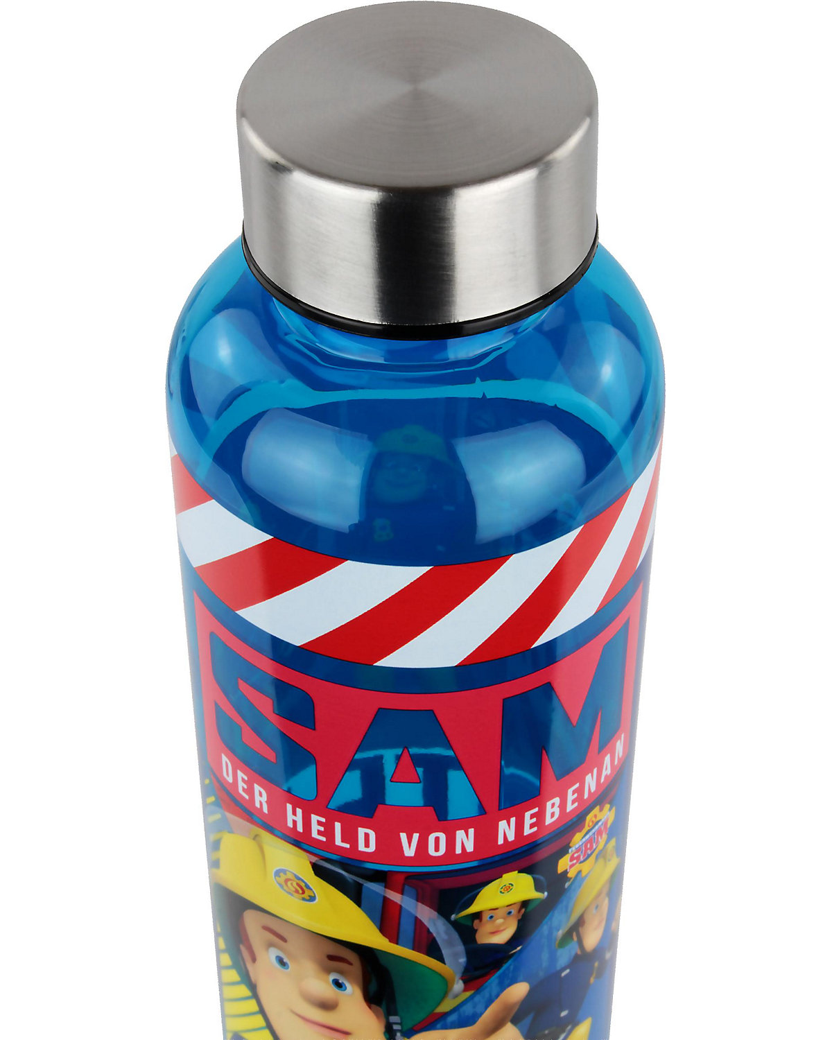 Trinkflasche Feuerwehrmann Sam mit Edelstahl-Deckel blau, 500 ml