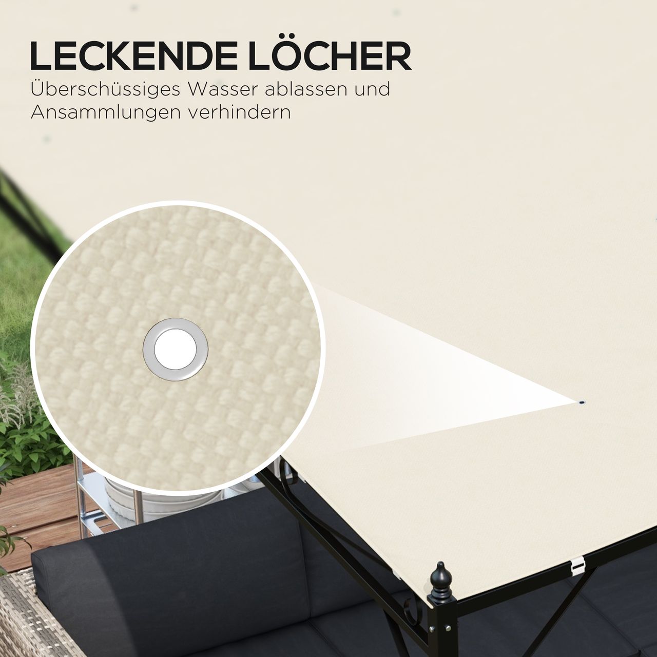 Outsunny Ersatzdach für Pergola 297x243cm Sonnensegel für 3x 2,5m Pavillon Beige