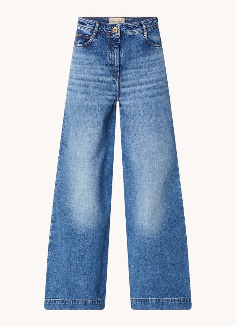 Jeans Sessùn Captain a vita alta e gamba larga, lavaggio medio