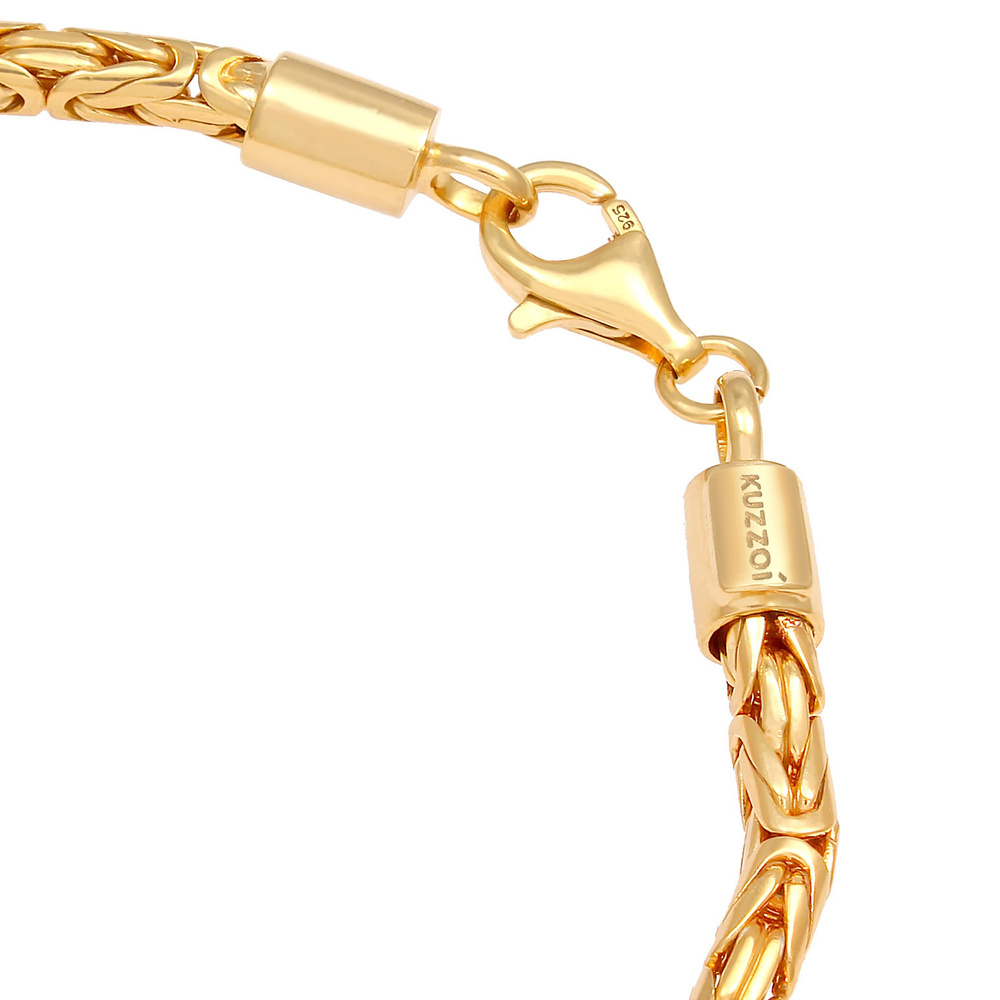 KUZZOI KUZZOI Bracelet Chaîne de base pour hommes en plaqué or 925 en argent sterling Bracelet