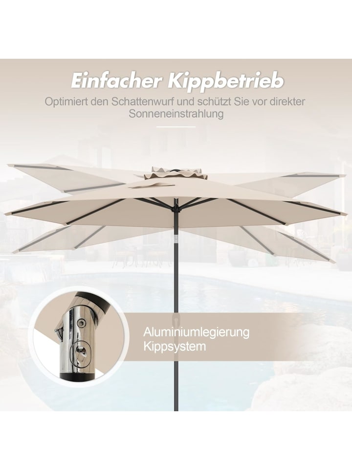 COSTWAY Sonnenschirm 300 cm 30° knickbar in Beige günstig kaufen onesize