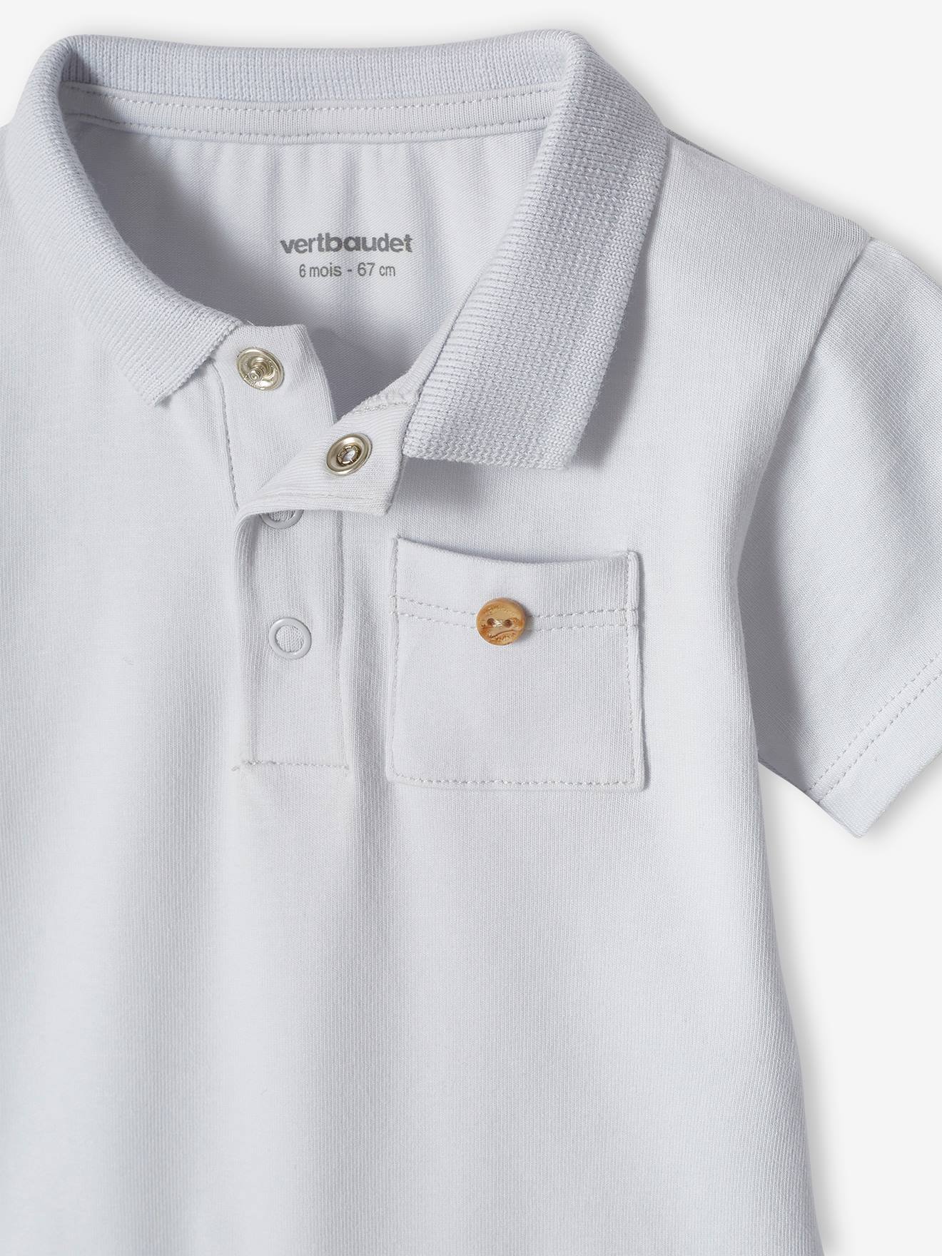 Lot de 2 bodies bébé naissance ouverture polo avec poche bleu ciel