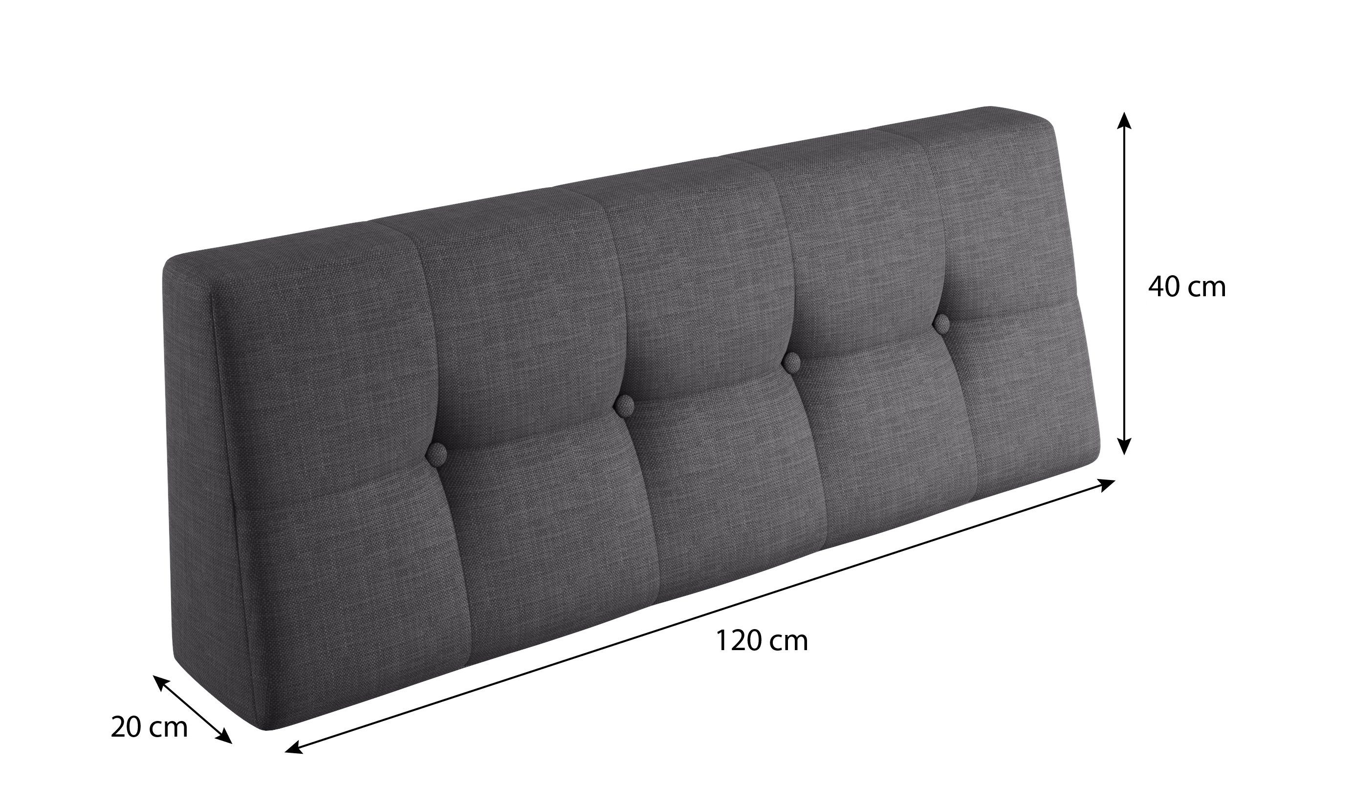 sunnypillow Rückenkissen Palettenkissen gesteppt Rückenkissen 120x40x20/10cm, Anthrazit