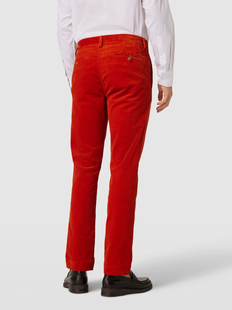 Slim Stretch Fit Cordhose mit Knopfverschluss Modell 'BEDFORD' in orange