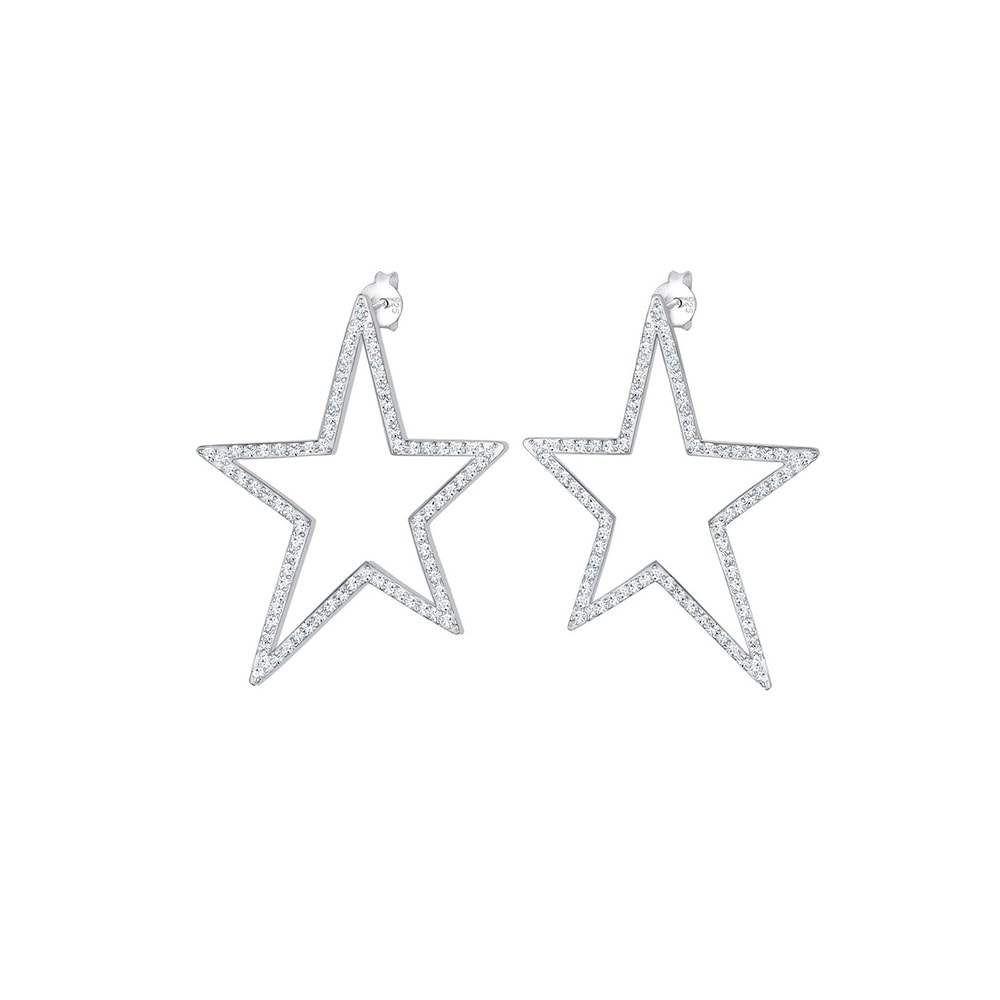 Elli Elli Boucles d'Oreilles Hänger Stern Kristalle 925 Silber Boucles d'oreilles