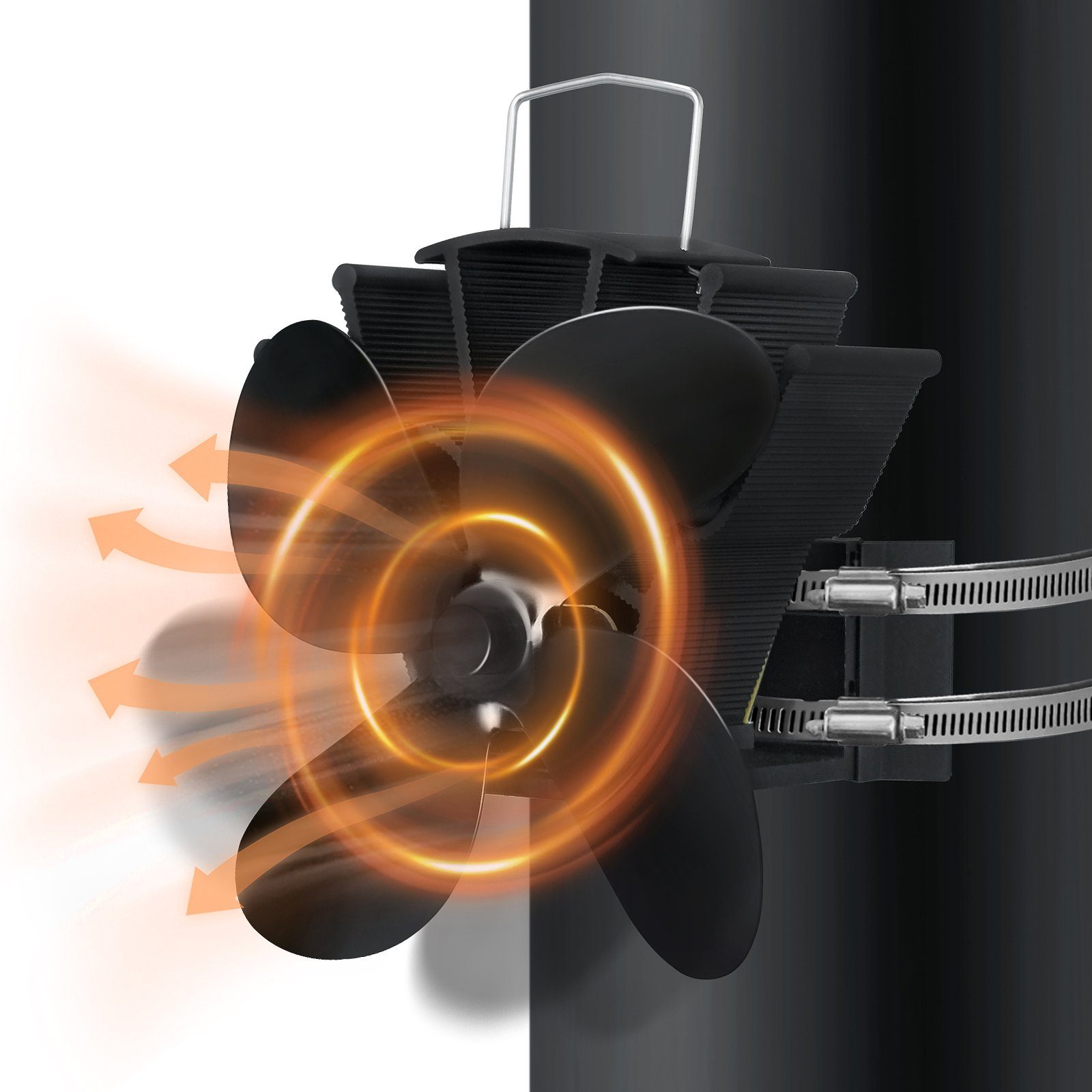 UISEBRT Kaminventilator Ofenventilator Ohne Strom für Ofenrohr, Leiser Kamin Ventilator