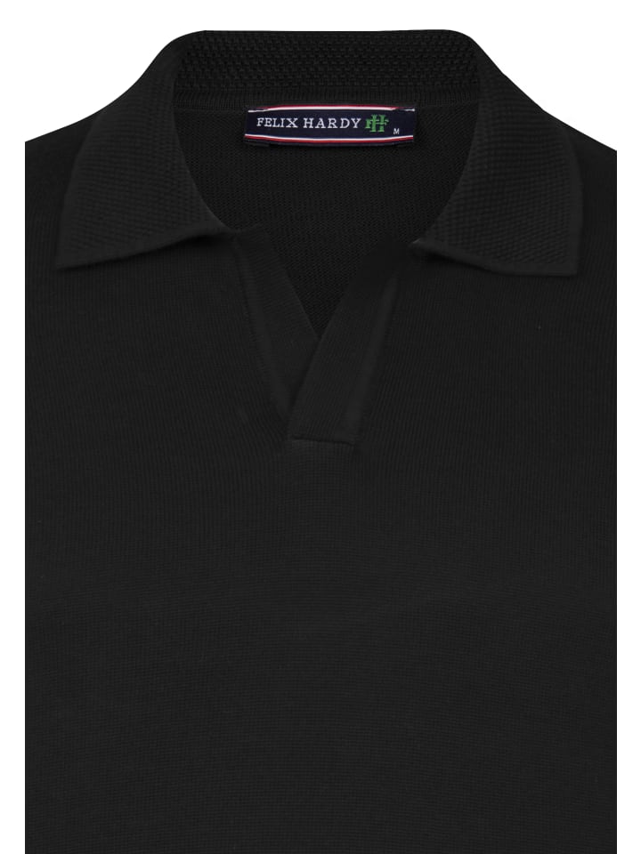 Felix Hardy Polo Kragen Langarm Pullover in Schwarz günstig kaufen