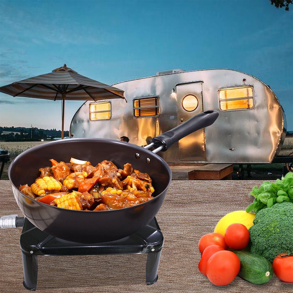 Melko Gaskocher Gasbrenner Hockerkocher 4 Bein Gaskocher Campingkocher Gusseisen Stahl, (Stück, Premium-Gaskocher), regulierbar