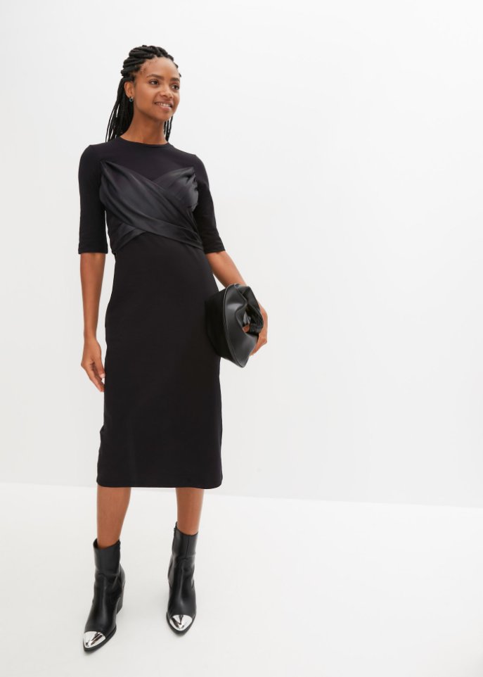 Kleid mit Satin-Einsatz